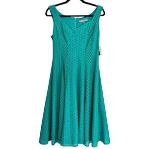 NWT Danny & Nicole Green Lace Overlay A Line Midi Dress Size 6